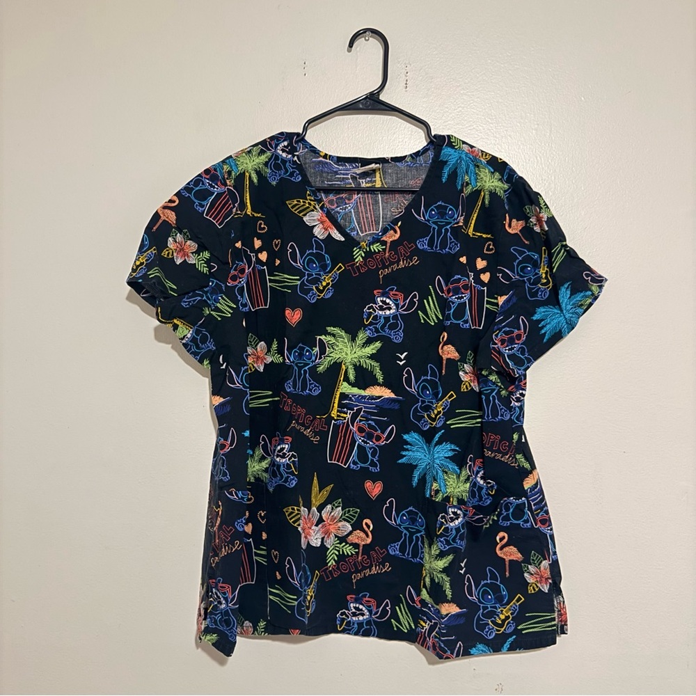 Disney Lilo and Stitch Navy Tropical Stitch Short Sleeve Tee